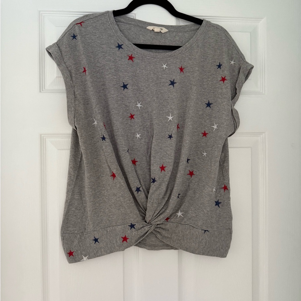 Lucky Brand Gray Star Print Top